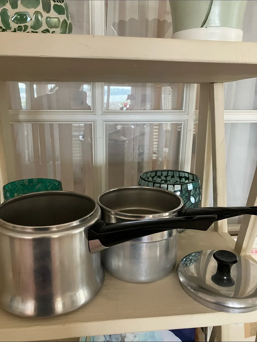 Vintage MIRRO 1 1/2 Quart Silver Stainless Steel Double Boiler Saucepan